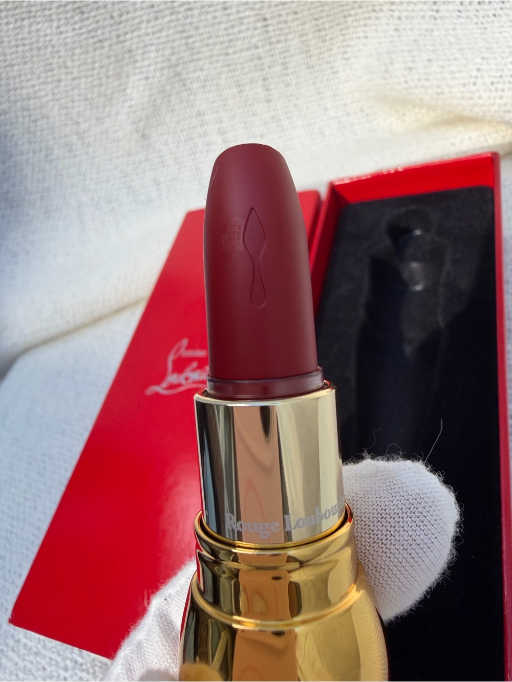 Christian Louboutin Matte Lipstick in Deep Burgundy Red